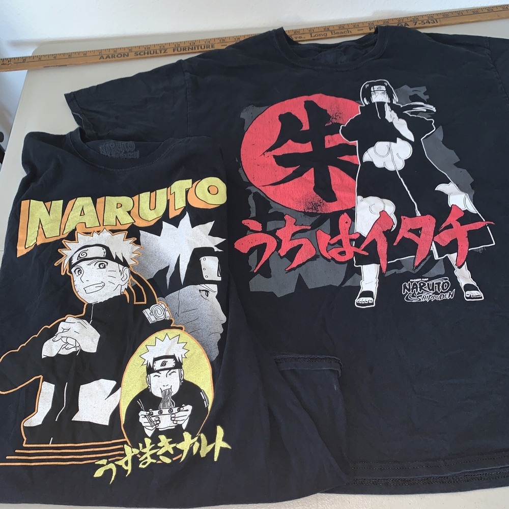 2 Naruto Shippuden Uchiha Itachi Akatsuki Shirts Size Large